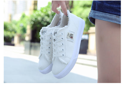 [Casual Canvas Shoes] White Women's Casual Round Toe Solid Color Canvas Shoes | Flat Bottom, PVC Sole, Fabric Upper And Insole, Hand Wash, No Dry Clean, Spring, Autumn, All Season 2022