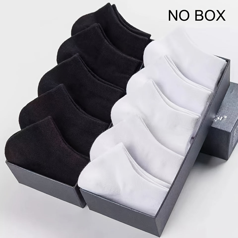 1/5/10/20 Pairs Men's Anti-odor Plain Color Thin Sweat-absorbing Breathable Invisible Ankle Socks, Boat Socks For Spring & Summer