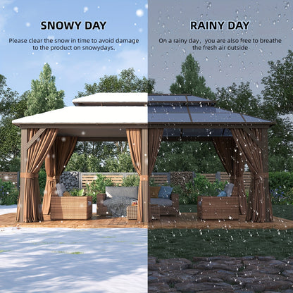 12'x20' Hard Top Gazebo with Curtains & Netting - Durable Aluminum Frame, Dual-Layer Polycarbonate Canopy, Ideal for Patio, Lawn & Garden Decor, Garden Gazebo|Elegant Home Decor|Durable Construction, Gazebo Deco