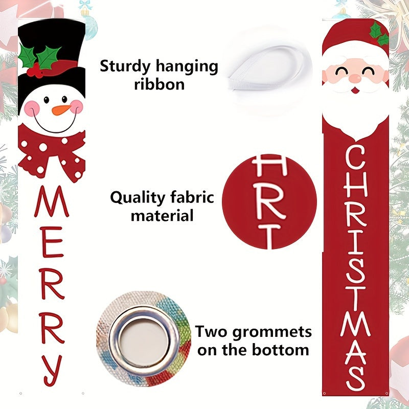 1 Set Festive Snowman Christmas Porch Sign - Merry Christmas Hanging Flag with Welcome Winter Message - Indoor Outdoor Holiday Home Decoration Supplies for Winter Season