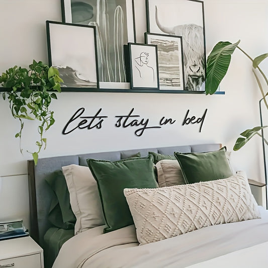 "Let's Stay in Bed" Metal Wall Art Sculpture - Art Deco Inspired, Iron Home Decor, Perfect for Wedding Gift, Love Theme, Versatile Floor Mount, Ideal for Christmas, Thanksgiving, Valentine's Celebrations, Spring Festival Occa