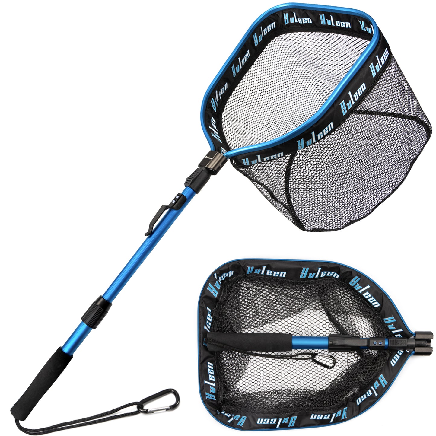 [YVLEEN Floating Fishing Net] YVLEEN Rubber Coated Floating Fishing Net - Compact & Foldable for Easy Transportation & Storage - Best for Steelhead, Salmon, Fly, Kayak, Catfish, Bass, Trout Fishing - Easy Catch & Release - Be