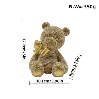 1pc Art Deco Resin Bow Bear Statue, Alphabet Animal Theme, Versatile Room Decor, Ideal for Christmas, Easter, Thanksgiving, New Year, Valentine'S Day - No Electricity Needed