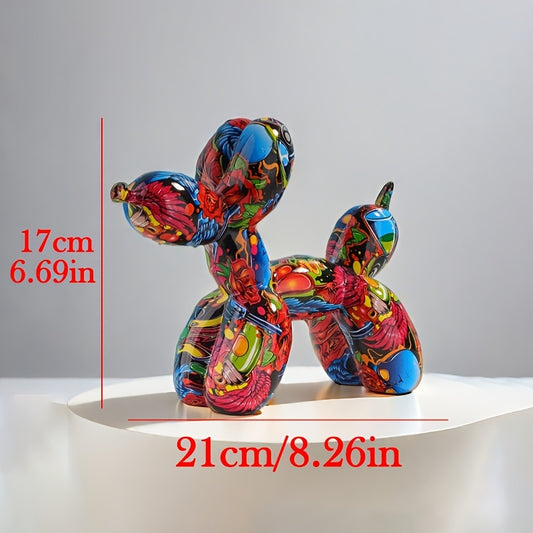 1pc Art Deco Resin Balloon Dog Statue - Animal Sculpture for Home Decor, Bachelor Party, Christmas - No Electricity or Battery Required - Creative Vintage Family Gift