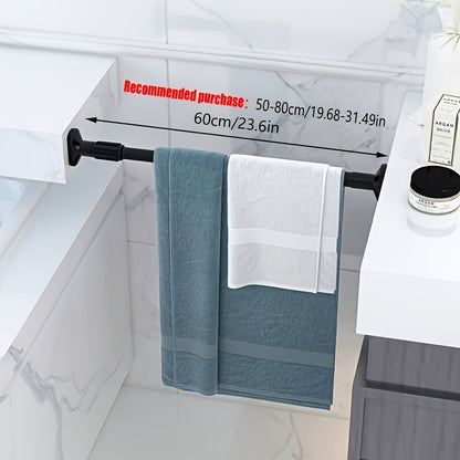 1pc Adjustable Tension Curtain Rod - Multipurpose Heavy-Duty No-Drill Extendable Rod for Shower, Closet, Window, Towel Rack - Metal & Plastic Home Accessory