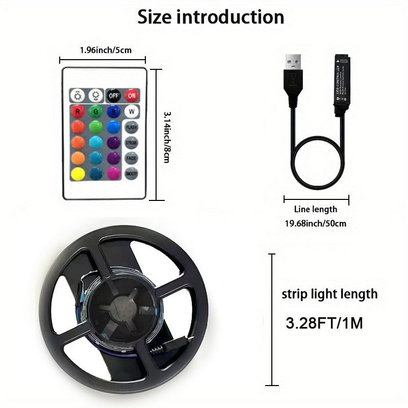 1 Set Of USB DIY Backlight TV Light Belt, LED Strip Lights, 3.28FT/9.84FT SMD 2835 LED Flexible Cabinet Light For Home Decoration