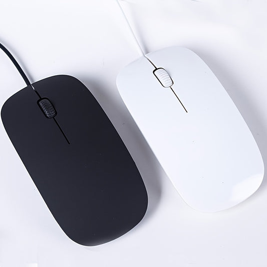 [Ultra-Thin] Ultra-Thin 1200dpi Wired Gaming Mouse | Ergonomic Design, Anti-Slip Scale Pattern, 3D Roller | PC and Laptop | Business Computing Tools, Minimalist Mouse Design, Durable Optical Mouse, Black & White Options