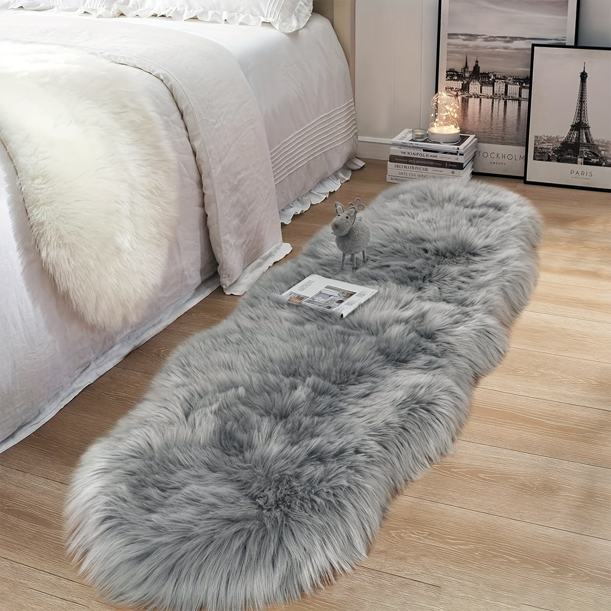 1pc Soft and Fluffy Sheepskin Carpet - Non-slip Artificial Fur Carpet for Bedroom, Living Room and Game Room - Washable and Durable - Very Suitable for Home Decoration and Dormitory
