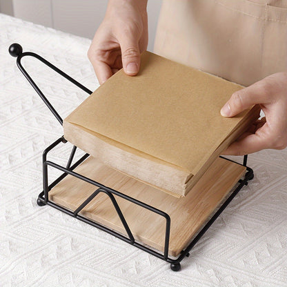[Metal Napkin Rack] Iron Art Design 1pc Tissue Dispenser - Metal Hollow Napkin Holder for Kitchen Countertop, Dining Table, Home Decoration