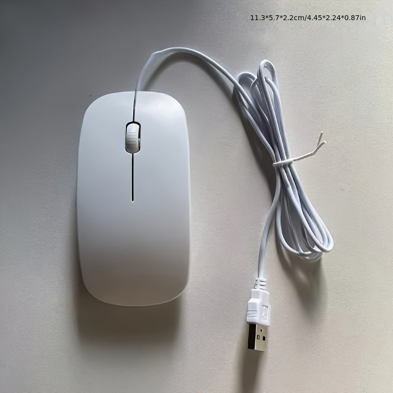 [Ultra-Thin] Ultra-Thin 1200dpi Wired Gaming Mouse | Ergonomic Design, Anti-Slip Scale Pattern, 3D Roller | PC and Laptop | Business Computing Tools, Minimalist Mouse Design, Durable Optical Mouse, Black & White Options