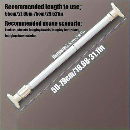 1pc Adjustable Tension Curtain Rod - Multipurpose Heavy-Duty No-Drill Extendable Rod for Shower, Closet, Window, Towel Rack - Metal & Plastic Home Accessory