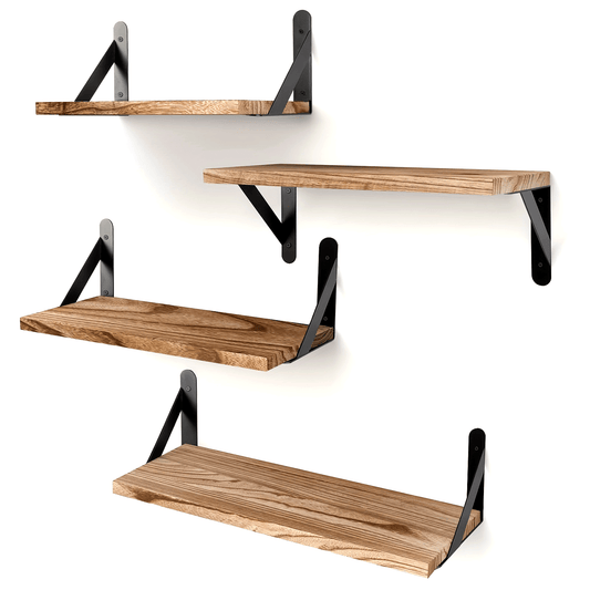 [4pcs Floating Shelves] 4pcs Floating Shelves, Wall Mounted Shelves | For Room Decor, Bathroom Storage, Bedroom, Living Room, And Plants, Home Storage Decoration Utility Shelf