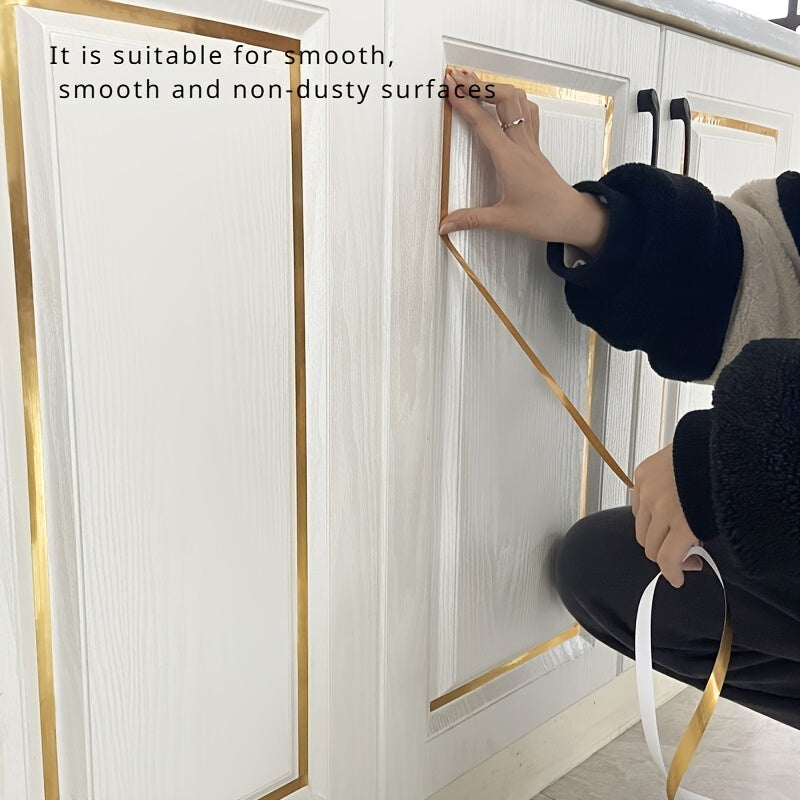 1 Roll Brushed Golden/Silvery Floor Edging Waterproof Seam Wall Stickers, Wall Gap Ceiling Home Decoration, Self-Adhesive Tile Tape, 1968.5inch