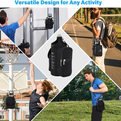 [Fitness Carrying Bag with Shoulder Strap] Fitness Magnetic Bag Water Bottle Holder Fitness Bottle Carrying Bag, with Mobile Phone Pocket and Handle Shoulder Strap Fitness Accessories Storage, Suitable for Men and Women, 5 Bu