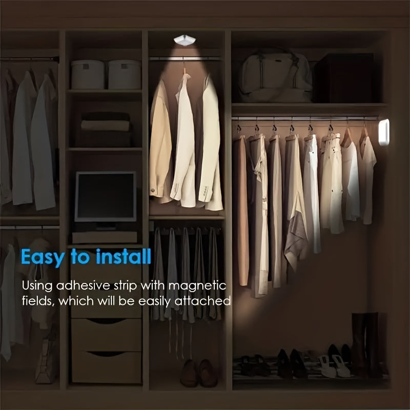 1pc 6LED Capteur de mouvement Veilleuse LED Applique murale Placard Armoire Escalier sans fil pour Échelle Chambre à coucher Couloir Escalier Décoration intérieure