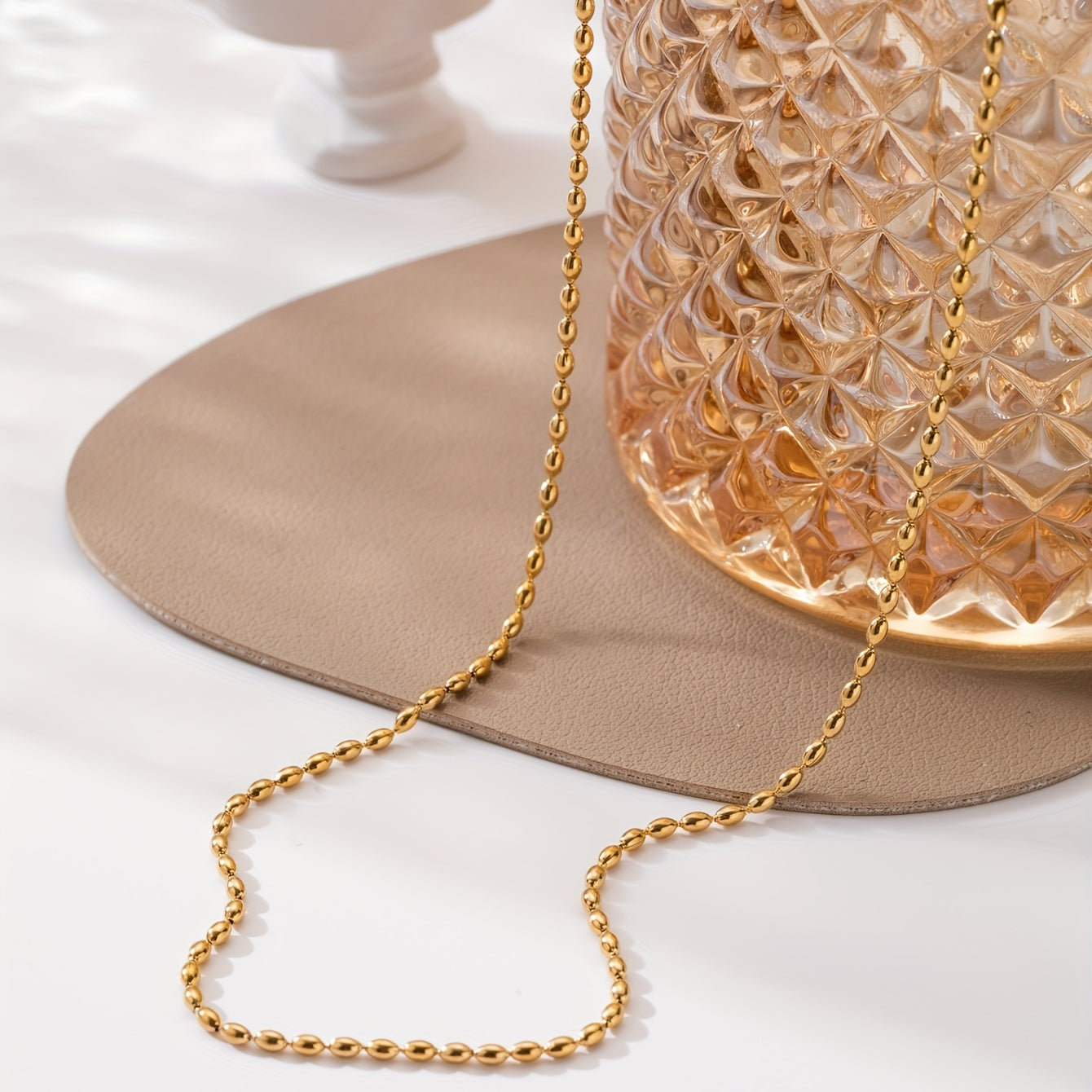 Stainless Steel Minimalist Rice Bead Necklace Charm Clavicle Chain Jewelry For Women For Daily Decoration
