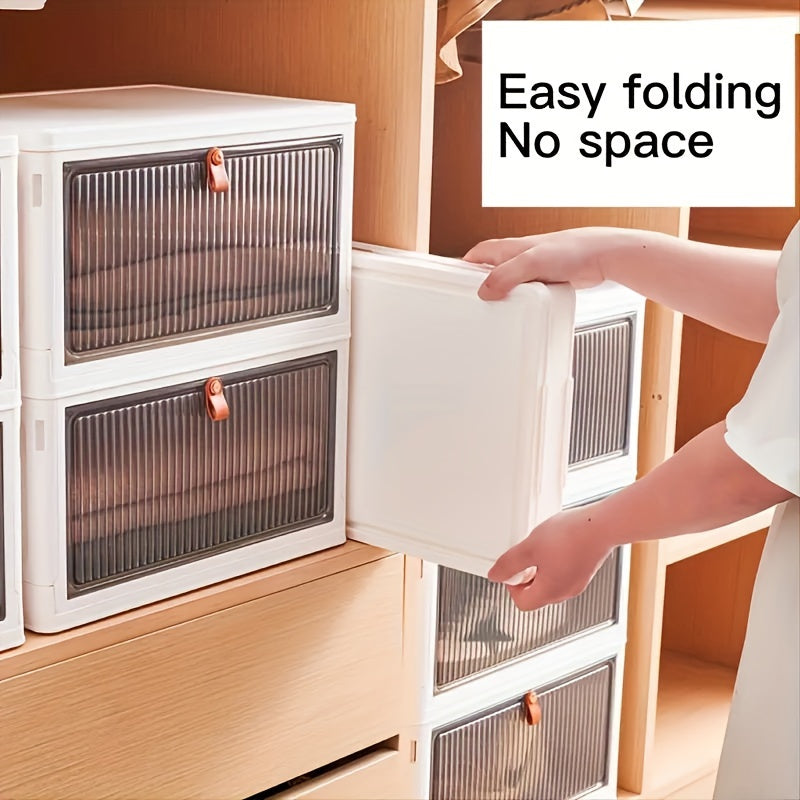 1/3/5pcs Large Foldable White PP Plastic Shoe Storage Boxes With Wheels - 3 Layers Of Clear Stackable Shoe Display Boxes For Organized Shoe Storage Bedroom Accessories Storage Trunks & Chests