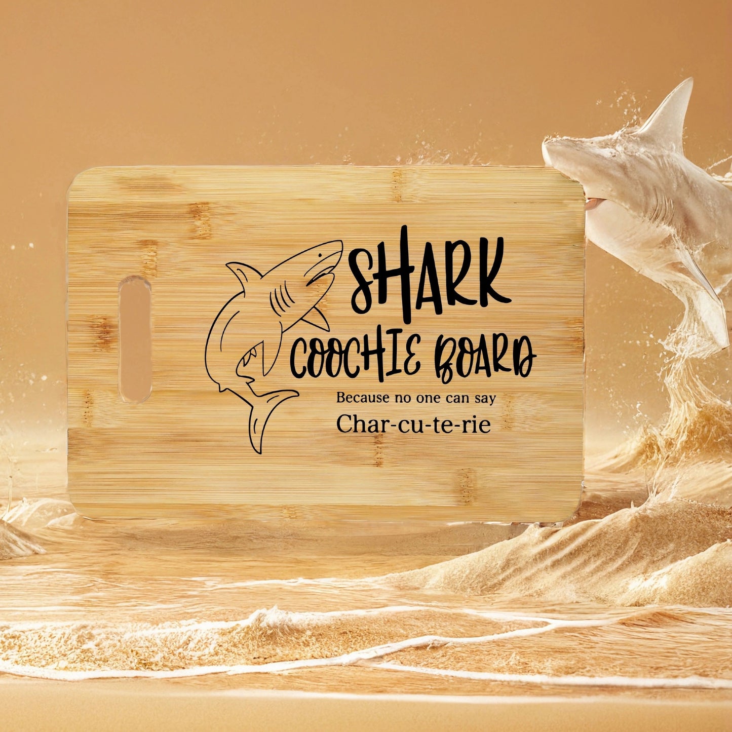1pc, Bamboo Cutting Board, Shark Chopping Board, Laser Engraving Fun Bamboo Cutting Board, Fun Animal Bamboo Cutting Board, Kitchen And Living Room Home Decoration, Creative Gift For Family And Friends, Mother's Day Gifts