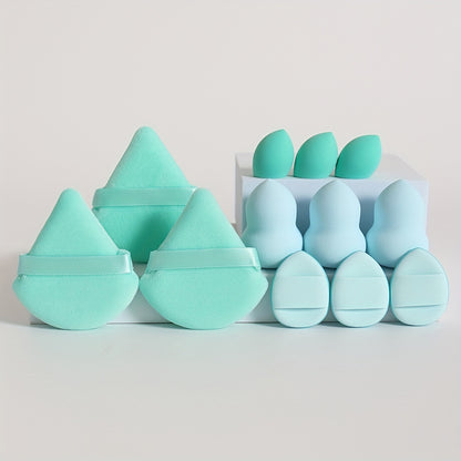 12-Piece All-Purpose Makeup Sponge Puff Set, Includes 3 Powder Puffs, 3 Mini Air Cushion Puffs, 3 Beauty Blenders & 3 Mini Beauty Blenders, Ideal For All Skin Types
