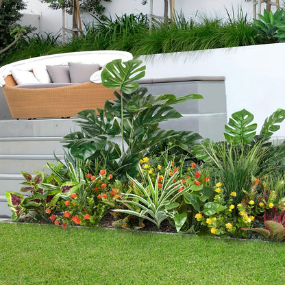 18 outdoor artificial plants, anti UV, fake green stems, fake shrubs, indoor and outdoor hanging, front porch, courtyard garden, window sill box, home decoration