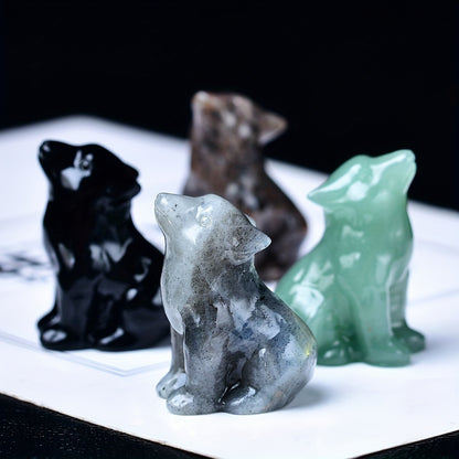 1pc 3. 5cm/1. 38in Crystal Carving Wolf, Pocket Decoration, Bare Stone, Home Decoration
