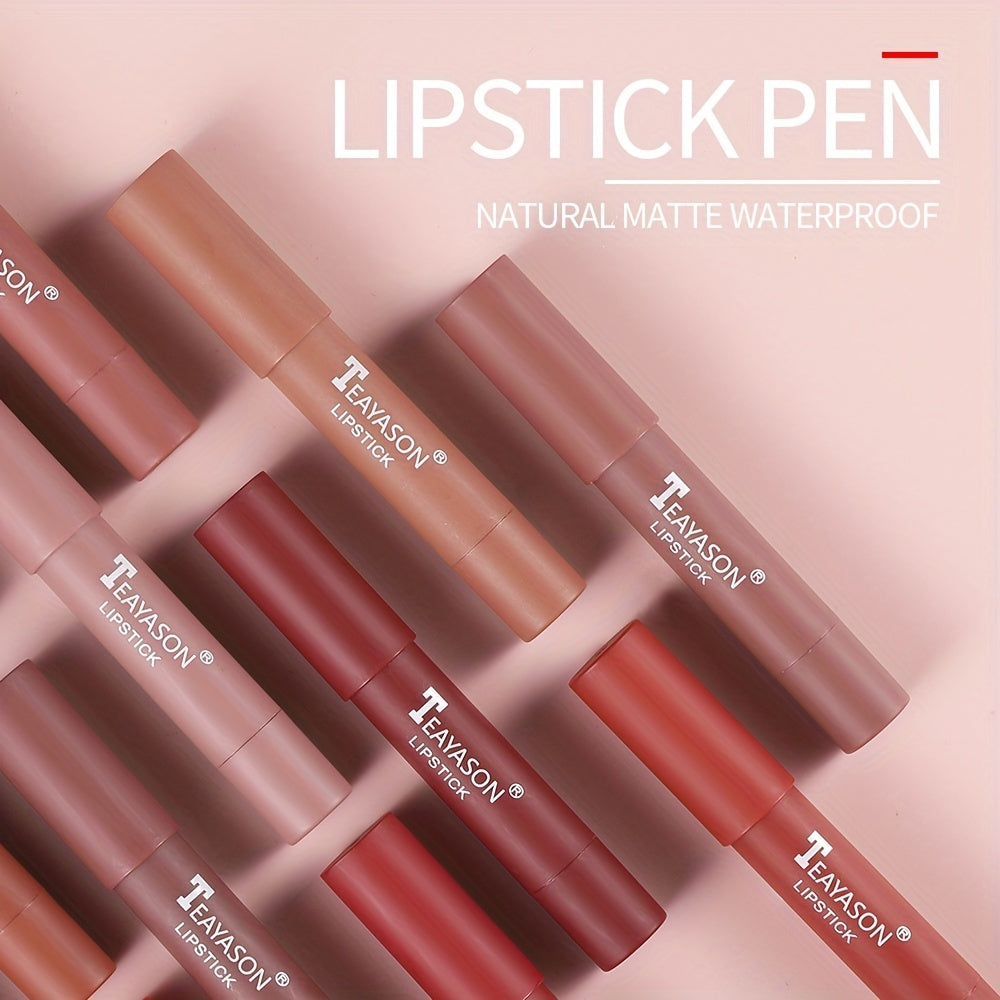 12 Colors Matte Moisturizing Lipstick Crayons - Vibrant Lipstick for Smooth, Long-Lasting, Waterproof Finish - Perfect Valentine's Day Gift for Her