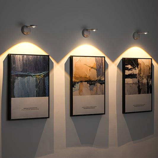 1pc Art Deco Style Motion Sensor Wall Painting Spotlight, Adjustable Brightness, 3 Light Colors, Punch-Free Installation, USB Powered with 1200mAh Lithium Battery, IP20, Plastic Shade, Living Room Decor