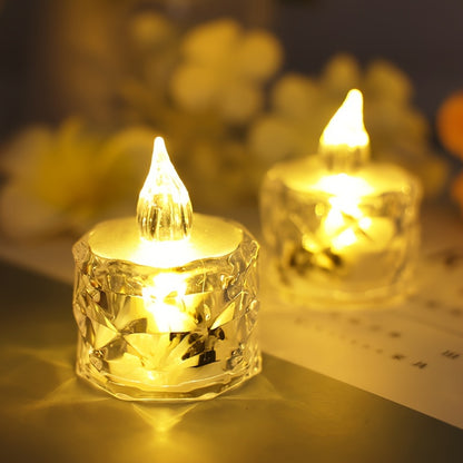 12pcs LED Electronic Candle Lights, Rose Pattern Vertical Refraction Halo Projection, Mini Simulated Flameless Candles For Wedding, Valentine's Day, Halloween, Christmas, Holiday, Home Decoration