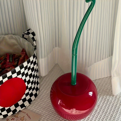 1-Set Cherry-Shaped Toilet Brush and Holder- Durable, Space-Saving Bathroom Cleaning Tool