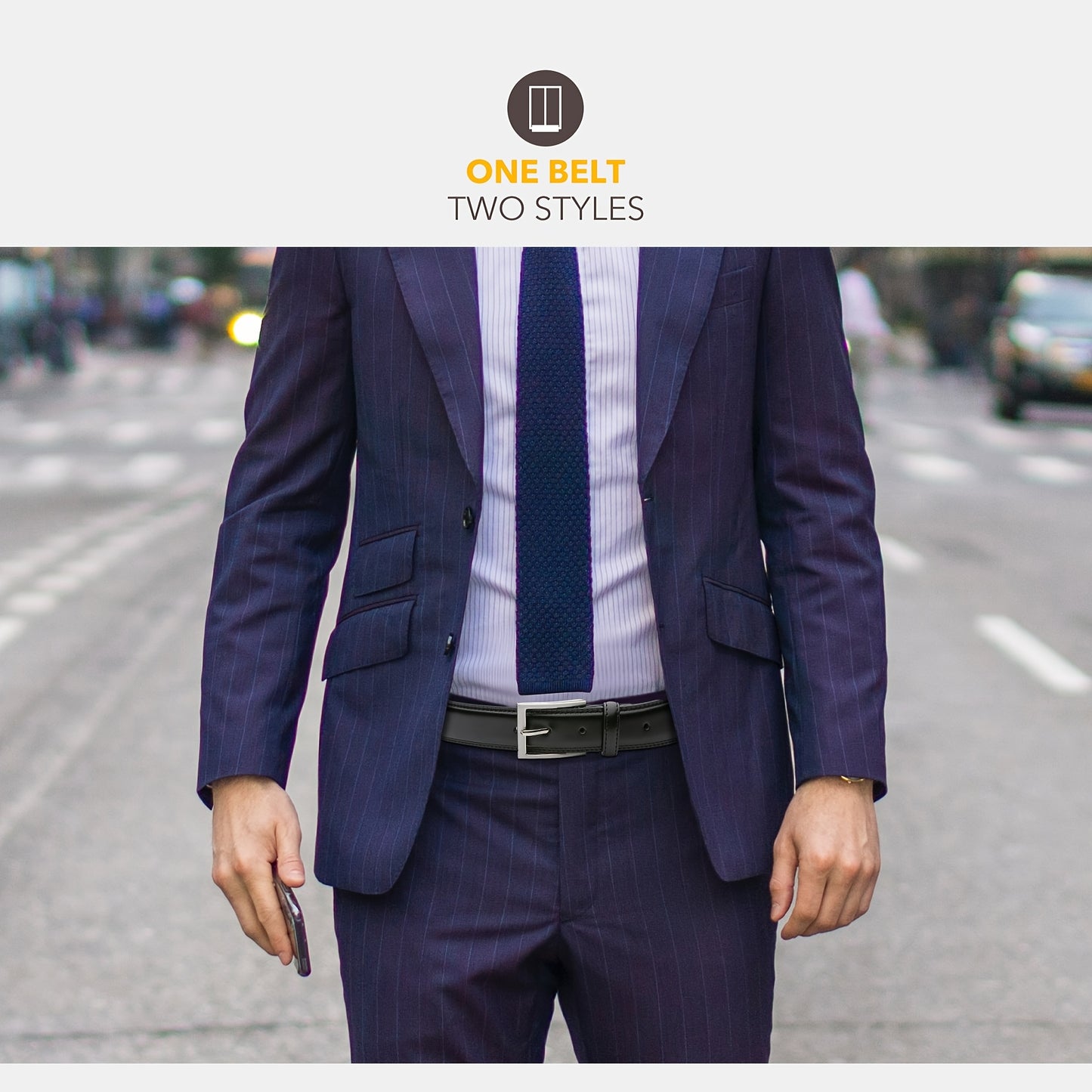[Classic Men's Leather Belt] Classic & Fashion Men's Leather Belt | Single Prong Buckle for Jeans, Pants, Work & Business - Gift for Dad & Husband