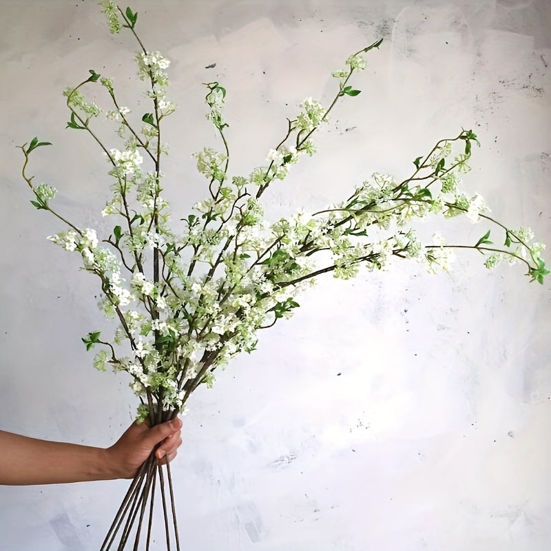 [39inch Cream Artificial Blossom] 1/5/10pcs, 39inch Cream Artificial Blossom Branch With Buds, Faux Spring Plant Stem, Centerpieces Floral Wedding Home Decoration Gifts, Room Decoration, Aesthetic Room Decor, Garden Decor, Ho