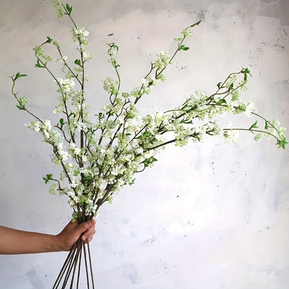 [39inch Cream Artificial Blossom] 1/5/10pcs, 39inch Cream Artificial Blossom Branch With Buds, Faux Spring Plant Stem, Centerpieces Floral Wedding Home Decoration Gifts, Room Decoration, Aesthetic Room Decor, Garden Decor, Ho