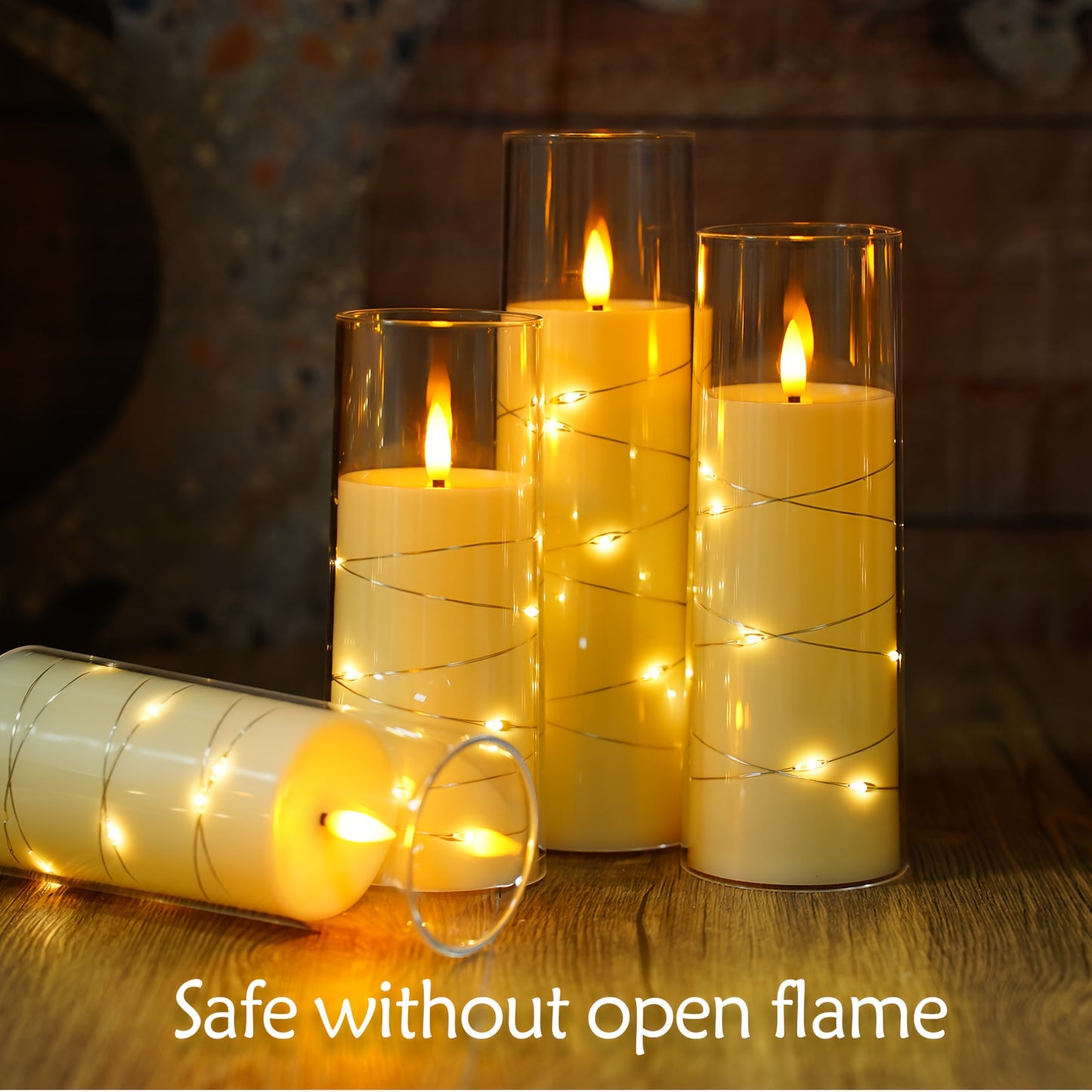 [Fast Arrival] 7-Acrylic Flameless Column Candle - Flameless Candles with Remote Control, Embedded Star String, and Battery Powered LED Lights - Perfect Home Decoration for Halloween and Christmas Ambiance