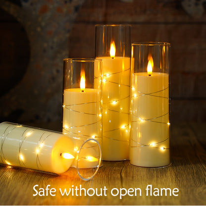 [Fast Arrival] 7-Acrylic Flameless Column Candle - Flameless Candles with Remote Control, Embedded Star String, and Battery Powered LED Lights - Perfect Home Decoration for Halloween and Christmas Ambiance