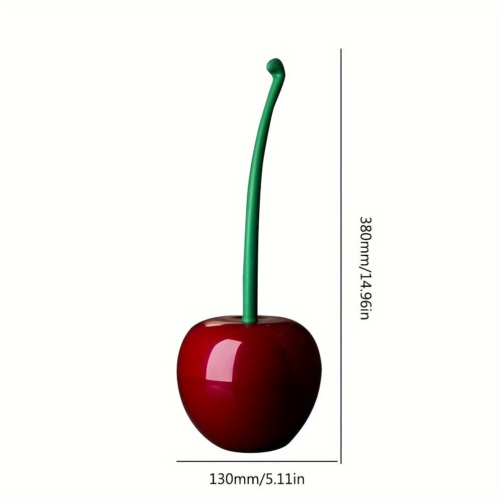 1-Set Cherry-Shaped Toilet Brush and Holder- Durable, Space-Saving Bathroom Cleaning Tool