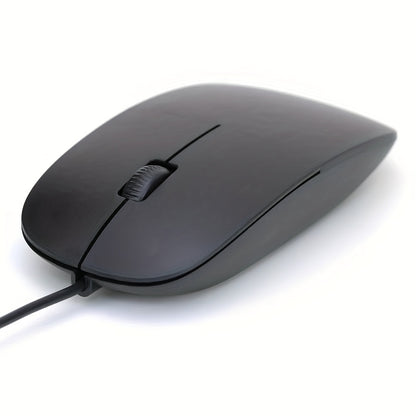 [Ultra-Thin] Ultra-Thin 1200dpi Wired Gaming Mouse | Ergonomic Design, Anti-Slip Scale Pattern, 3D Roller | PC and Laptop | Business Computing Tools, Minimalist Mouse Design, Durable Optical Mouse, Black & White Options