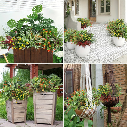 18 outdoor artificial plants, anti UV, fake green stems, fake shrubs, indoor and outdoor hanging, front porch, courtyard garden, window sill box, home decoration