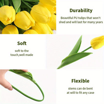 10pcs, Artificial Tulip, Artificial Flower Faux Flower Realistic Simulation Flower Blooming DIY Craft Bridal Bouquet Home Table Living Room Decoration, Indoor Outdoor Decoration