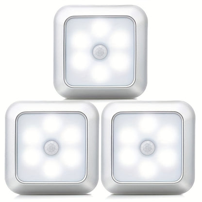 1pc 6LED Motion Sensor Night Light LED Wall Lamp Closet Cabinet Stair Wireless for Ladder Bedroom Corridor Staircase Indoor Decoration