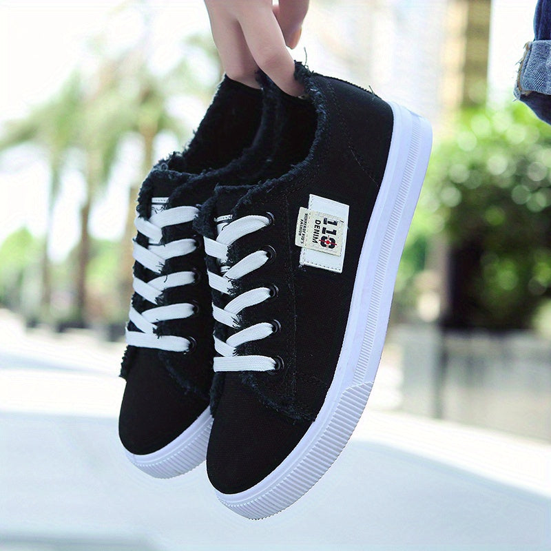 [Casual Canvas Shoes] White Women's Casual Round Toe Solid Color Canvas Shoes | Flat Bottom, PVC Sole, Fabric Upper And Insole, Hand Wash, No Dry Clean, Spring, Autumn, All Season 2022