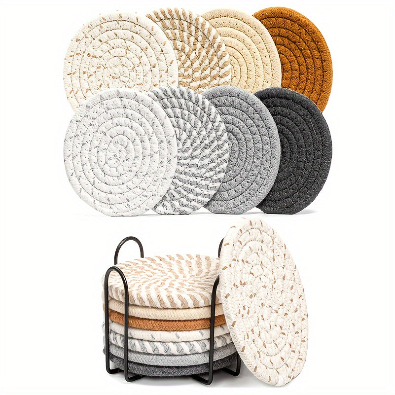 Beverage coaster with stand, absorbent coaster for beverages, minimalist coaster coaster set, woven coaster for coffee table, home decoration, tabletop protection