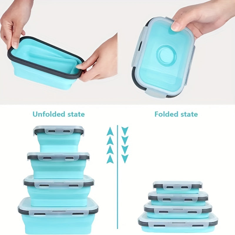 [Silicone Food Container] Collapsible Silicone Food Storage Container - BPA Free - Microwaveable - Freezer, Dishwasher Safe - Space Saving Stackable - Collapsible Leftover or Meal Prep Lunch Box Containers