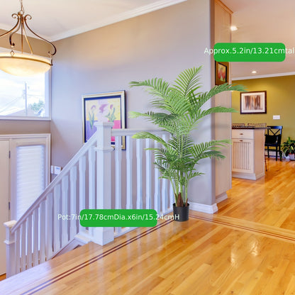 Plante de palmier Areca artificielle 5 pieds Faux palmier avec 17 troncs Faux arbre pour intérieur extérieur Décoration moderne Plantes en pot pour bureau à domicile Cadeau de pendaison de crémaillère parfait