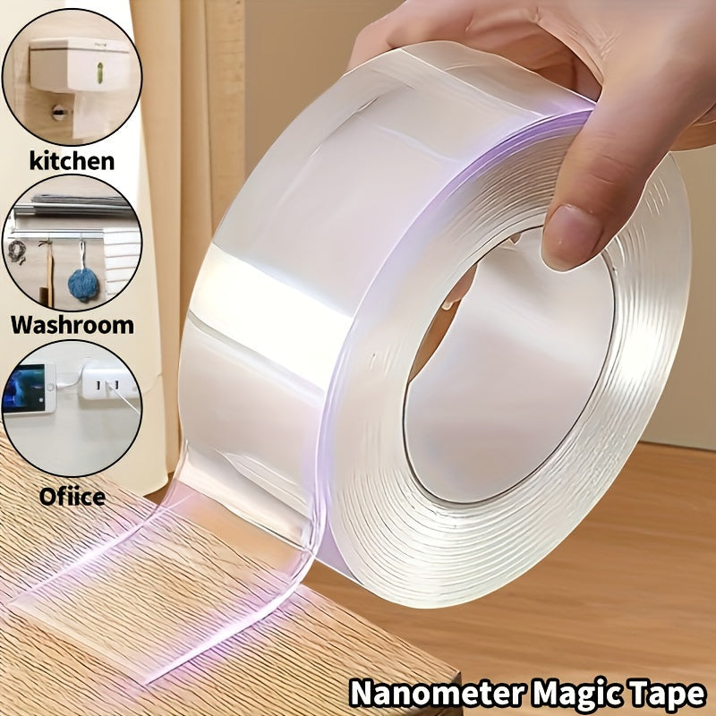 1pc 3 Styles Fixing Tape, Transparent, Easy To Use, Strong Viscosity, Suitable For Wall Fixing, Home Decoration