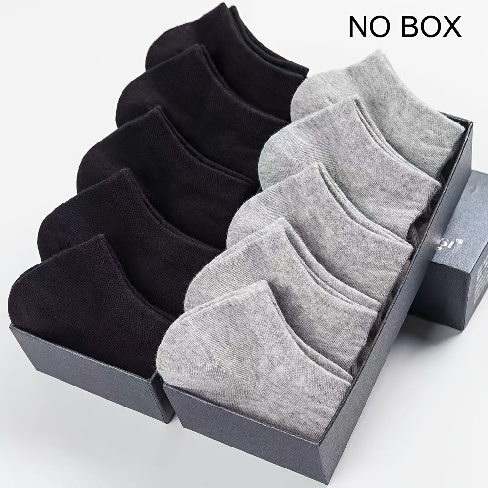 1/5/10/20 Pairs Men's Anti-odor Plain Color Thin Sweat-absorbing Breathable Invisible Ankle Socks, Boat Socks For Spring & Summer