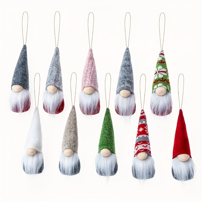 10pcs Christmas Tree Decoration Dwarf Pendant, Mini Indoor Gnomes Of New Year Valentine's Day Decor Plush Set, For Holiday New Year Valentine's Day, Santa Elf For Home Decor