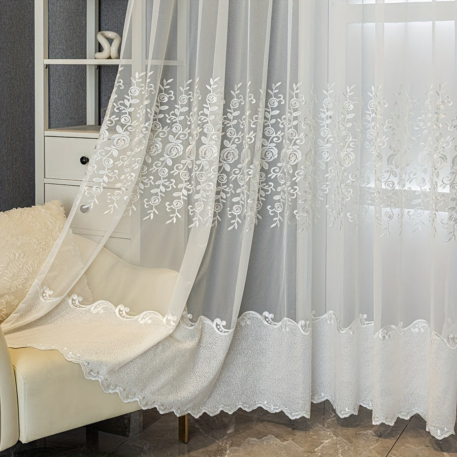 [Uv-Resistant | Embroidered] 2pcs White Embroidered Curtains | Uv-Resistant Transparent, Small Flower Patterns | Suitable for Home Decoration in Living Rooms, Bedrooms, Dining Rooms, Offices, Balconies, Etc