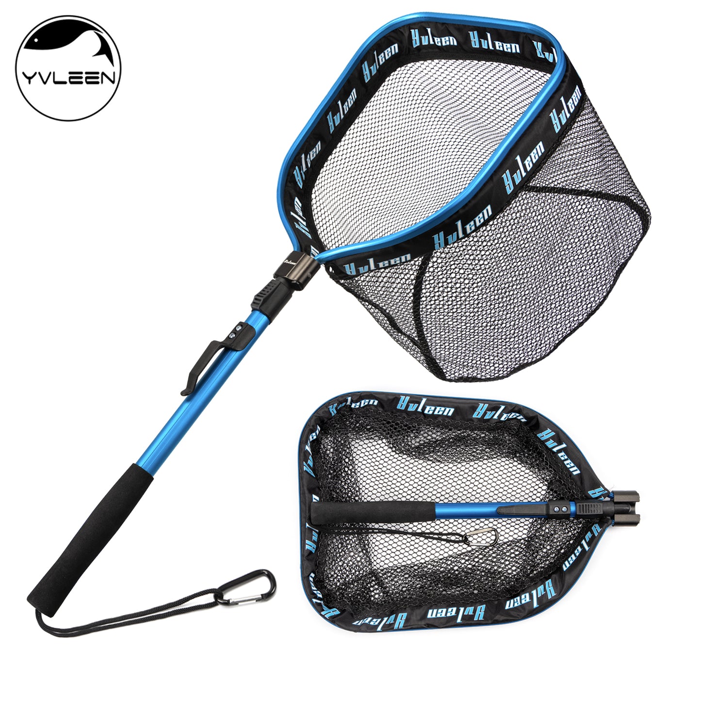 [YVLEEN Floating Fishing Net] YVLEEN Rubber Coated Floating Fishing Net - Compact & Foldable for Easy Transportation & Storage - Best for Steelhead, Salmon, Fly, Kayak, Catfish, Bass, Trout Fishing - Easy Catch & Release - Be