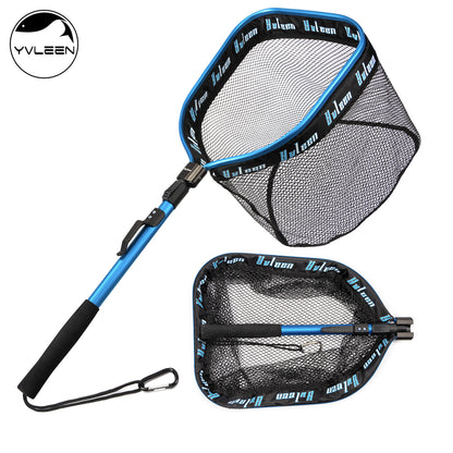 [YVLEEN Floating Fishing Net] YVLEEN Rubber Coated Floating Fishing Net - Compact & Foldable for Easy Transportation & Storage - Best for Steelhead, Salmon, Fly, Kayak, Catfish, Bass, Trout Fishing - Easy Catch & Release - Be