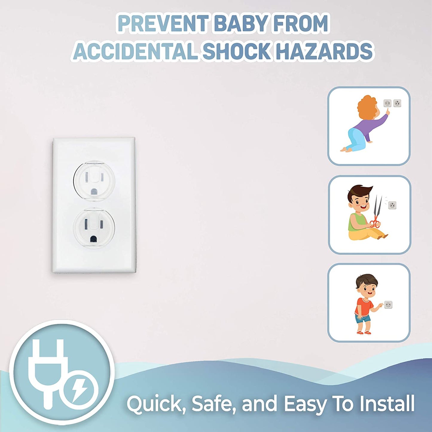 [Safety Outlet Covers] 10pcs Baby Proofing Safety Outlet Covers | Child Secure Electric Plug Protectors, Hidden Handle Square Socket Covers, For Kids Toddler Protection, Christmas, Halloween, Thanksgiving Day Gift
